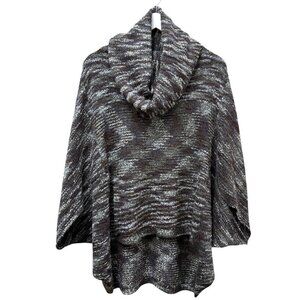 CHLOE K. Poncho Sweater Size XL Gray Knit Cowl Neck Womens Top